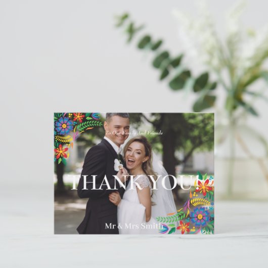 Mexikanische Blume Foto Danke Postcard Postkarte (Stehend Vorderseite)