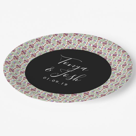 Mexikanische Blume Kleines botanisches Blumendesig Pappteller (Schrägansicht)