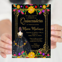 Mexikanische Blume mit Gold Black Quinceñera
