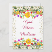 Mexikanische Blume mit Gold Glitzer Geburtstag Einladung (Rückseite)