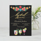 Mexikanische Blume trinken Brautparty Einladung (Stehend Vorderseite)