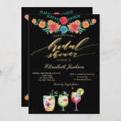 Mexikanische Blume trinken Brautparty Einladung (Vorne/Hinten)