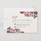 mexikanische Blumenfarben Botanische Blume Hochzei RSVP Karte (Vorderseite)
