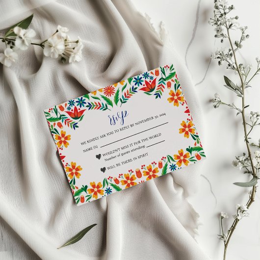 mexikanische Blumenfarben Botanische Blume Hochzei RSVP Karte