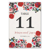 mexikanische Blumenfarben Botanische Blume Hochzei Tischnummer (Vorderseite)