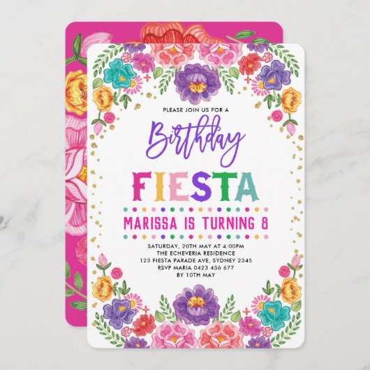 Mexikanische Blumenfiesta Nacho Durchschnittliche Einladung (Vorne/Hinten)