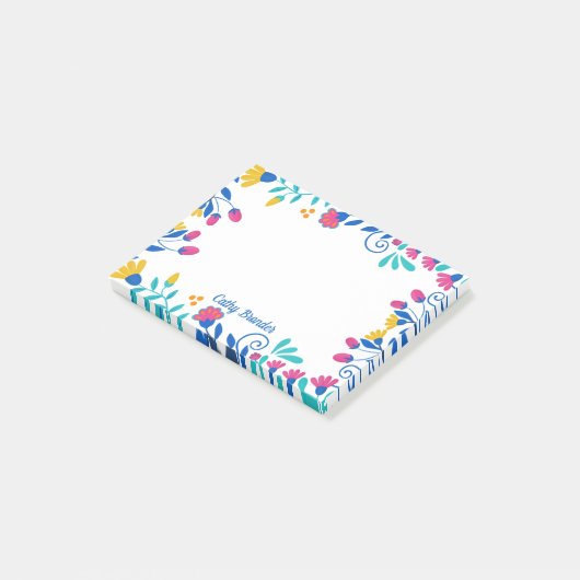 mexikanische Blumengestation Post-it Klebezettel (angewinkelt)