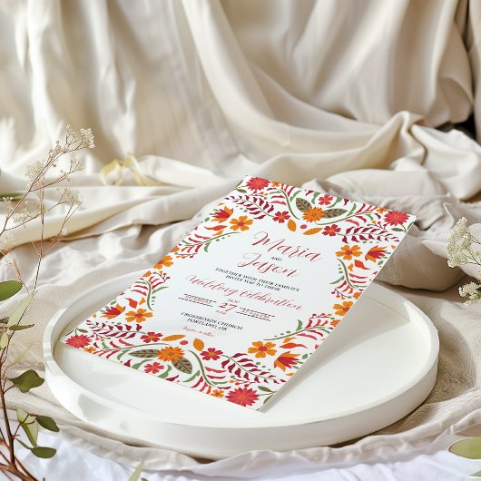 Mexikanische Blumenzwiese Boda Fiesta farbenfrohe  Einladung