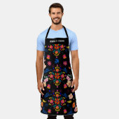 Mexikanische Bright Floral Folk Kunst Personalisie Schürze (Getragen)