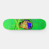 Mexikanische Calavera Green Cracked Skull Grunge A Skateboard (Horizontal)