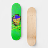 Mexikanische Calavera Green Cracked Skull Grunge A Skateboard (Vorderseite)
