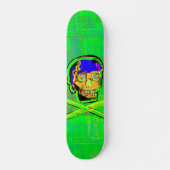 Mexikanische Calavera Green Cracked Skull Grunge A Skateboard (Vorne)