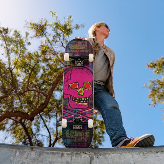Mexikanische Calavera Rot und Schwarzer Schädel Ku Skateboard (Außenbereich 1)