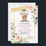 Mexikanische Charro Stiefel Rosa und Gold Quinceañ Einladung<br><div class="desc">Mexikanische Charro Boots Pink und Gold Quinceañera Mis Quince Anos,  15. Geburtstag, </div>