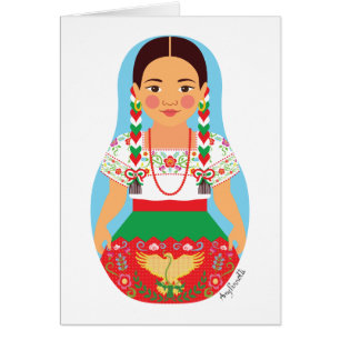 Mexikanische China Poblana Matrjoschka Karte