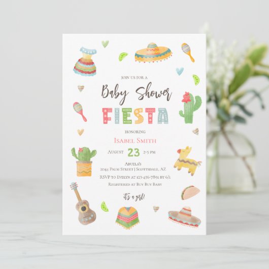 mexikanische Colorful Fiesta Baby Dusche Einladung (Stehend Vorderseite)