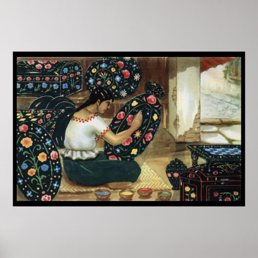 Mexikanische Dame malte farbenfrohe, lebendige Tel Poster (Vorne)