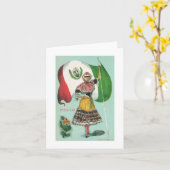 Mexikanische Dame u. Flagge-Früh 1900's Karte (Gelbe Blume)
