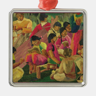 Mexikanische Dorfszene Silbernes Ornament