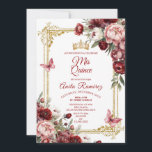 Mexikanische Elegant-Rote Rosen Butterfly Quinceañ Einladung<br><div class="desc">Mexikanische Elegant Rote Rosen Butterfly Quinceañera Einladung Mis Quince Anos,  15. Geburtstag, </div>