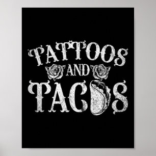 Mexikanische Essenstattouren und Tacos Tattoo Poster