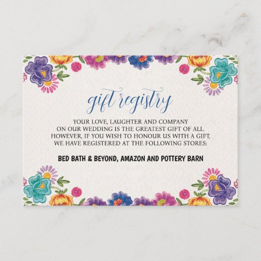 mexikanische farbenfrohe botanische Fiesta Wedding Begleitkarte (Vorderseite)