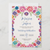 mexikanische farbenfrohe botanische Fiesta Wedding Einladung (Vorderseite)