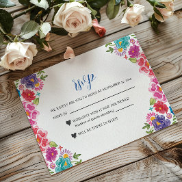 mexikanische farbenfrohe botanische Fiesta Wedding RSVP Karte