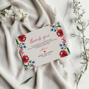 mexikanische farbenfrohe botanische Hochzeit Dankeskarte