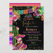 Mexikanische farbenfrohe Fiesta Floral 5. Geburtst Einladung (Vorne/Hinten)