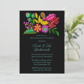 Mexikanische farbenfrohe Flora Bridesmaids Luncheo Einladung (Stehend Vorderseite)