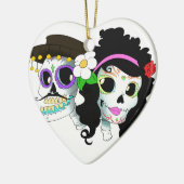 Mexikanische festliche Schädel-Paare Keramik Ornament (Links)