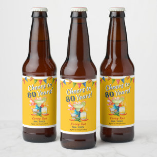 Mexikanische Fiesta 80. Geburtstag   Prost auf 80  Bierflaschenetikett