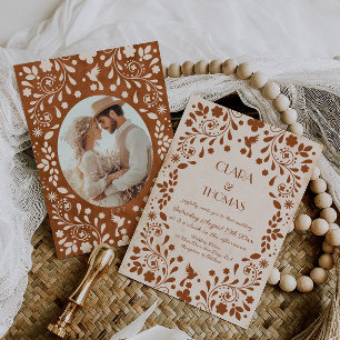 Mexikanische Fiesta Beige Terrakotta Hochzeitseinl Einladung