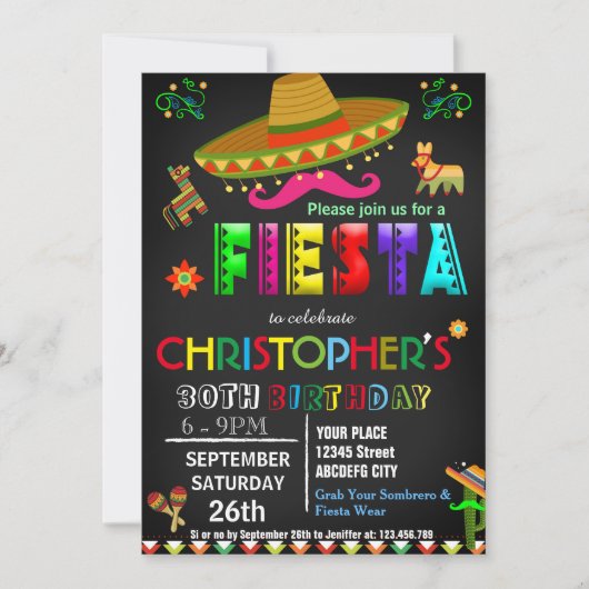 MEXIKANISCHE FIESTA-BIRTHTAGINVITATION EINLADUNG (Vorderseite)