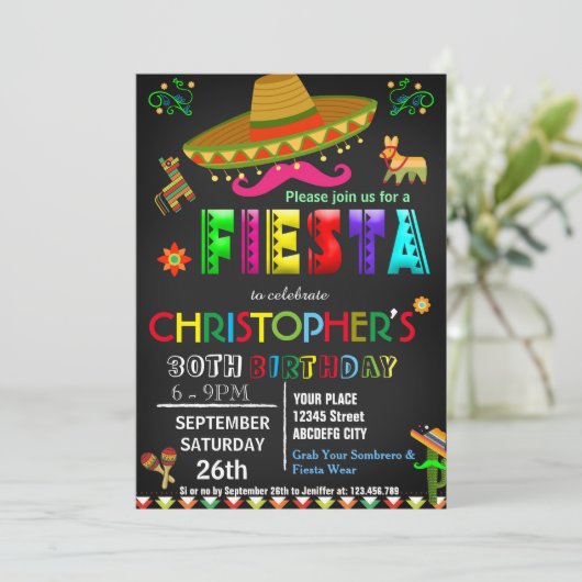 MEXIKANISCHE FIESTA-BIRTHTAGINVITATION EINLADUNG (Stehend Vorderseite)