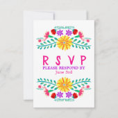 Mexikanische Fiesta-Blume farbenfrohe Quinceanera RSVP Karte (Vorderseite)