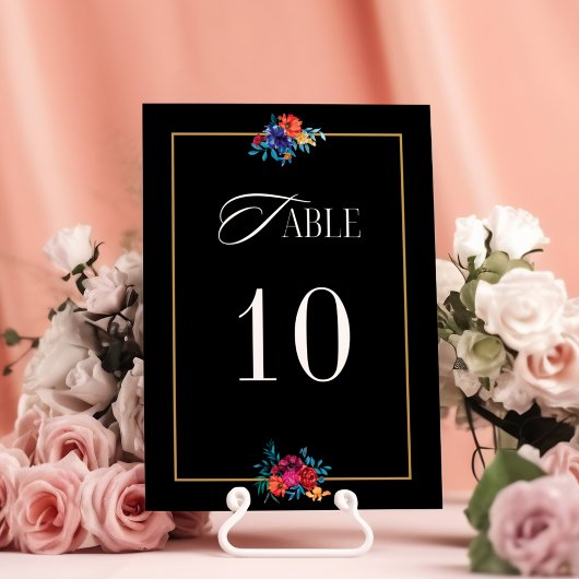 Mexikanische Fiesta-Blume Hochzeit Black Table Num Tischnummer