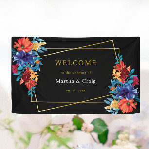 Mexikanische Fiesta Blume Wedding Black Willkommen Banner