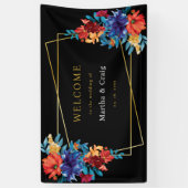 Mexikanische Fiesta Blume Wedding Black Willkommen Banner (Vertikal)