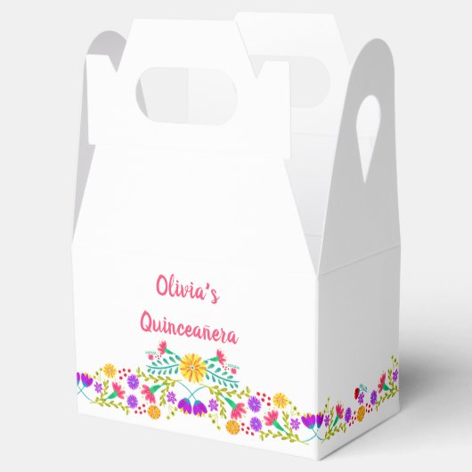 Mexikanische Fiesta-Blume Weißrosa Personalisiert Geschenkschachtel (Geöffnet)
