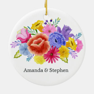 Mexikanische Fiesta-Blumenhochzeit Keramik Ornament