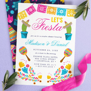 Mexikanische Fiesta-Blumenpaar-Hochzeitsdusche Einladung