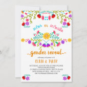 mexikanische Fiesta-Blütenweiß-farbige Geschlechts Einladung (Vorderseite)