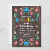 Mexikanische Fiesta Brautparty Blume Folkart Card Einladung (Vorderseite)