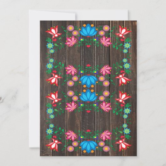 Mexikanische Fiesta Brautparty Blume Folkart Card Einladung (Rückseite)