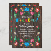 Mexikanische Fiesta Brautparty Blume Folkart Card Einladung (Vorne/Hinten)