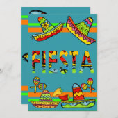 Mexikanische Fiesta Cinco de Mayo Einladungen Aqua (Vorne/Hinten)