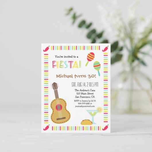 Mexikanische Fiesta Erwachsene Einladungen zur Geb (Stehend Vorderseite)