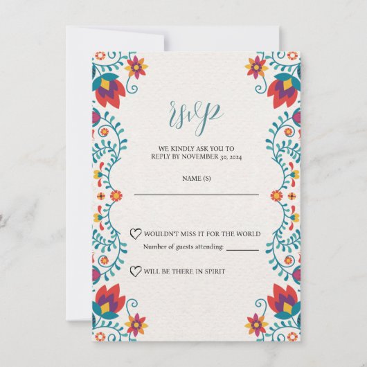 Mexikanische Fiesta farbenfrohe blumenreiche Hochz (Vorderseite)